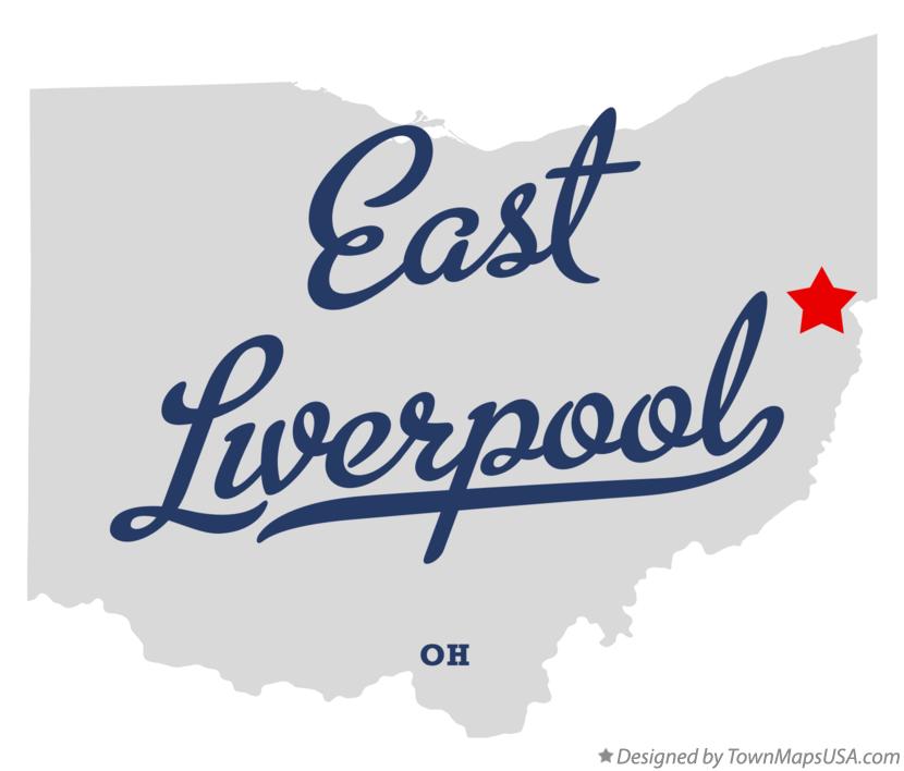 Map of East Liverpool Ohio OH
