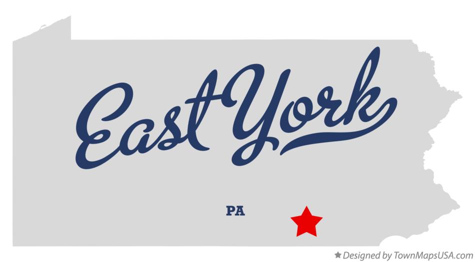 Map of East York Pennsylvania PA