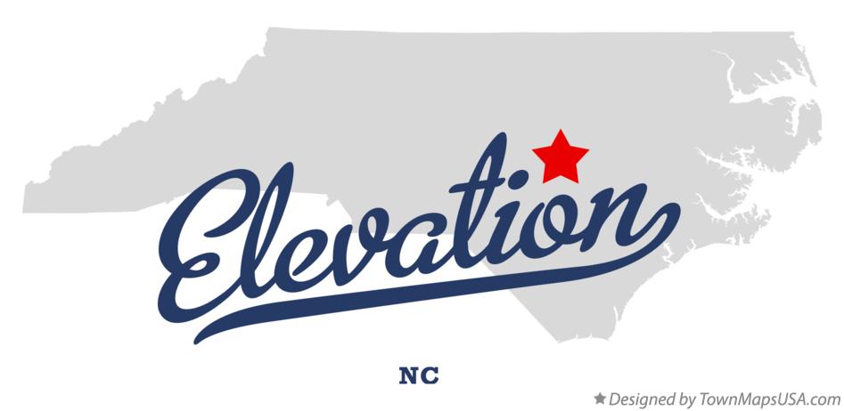 Map of Elevation North Carolina NC
