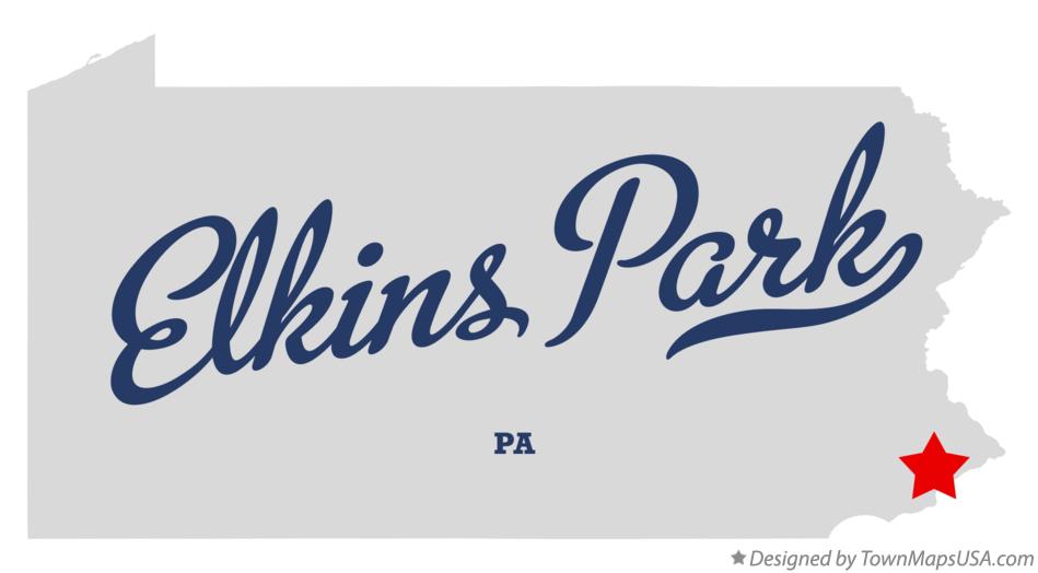 Map of Elkins Park Pennsylvania PA