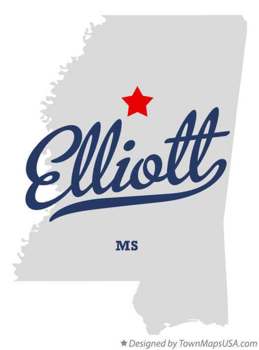 Map of Elliott Mississippi MS