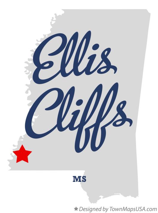 Map of Ellis Cliffs Mississippi MS
