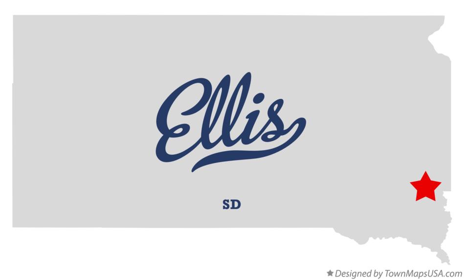 Map of Ellis South Dakota SD