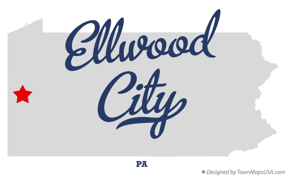Map of Ellwood City Pennsylvania PA