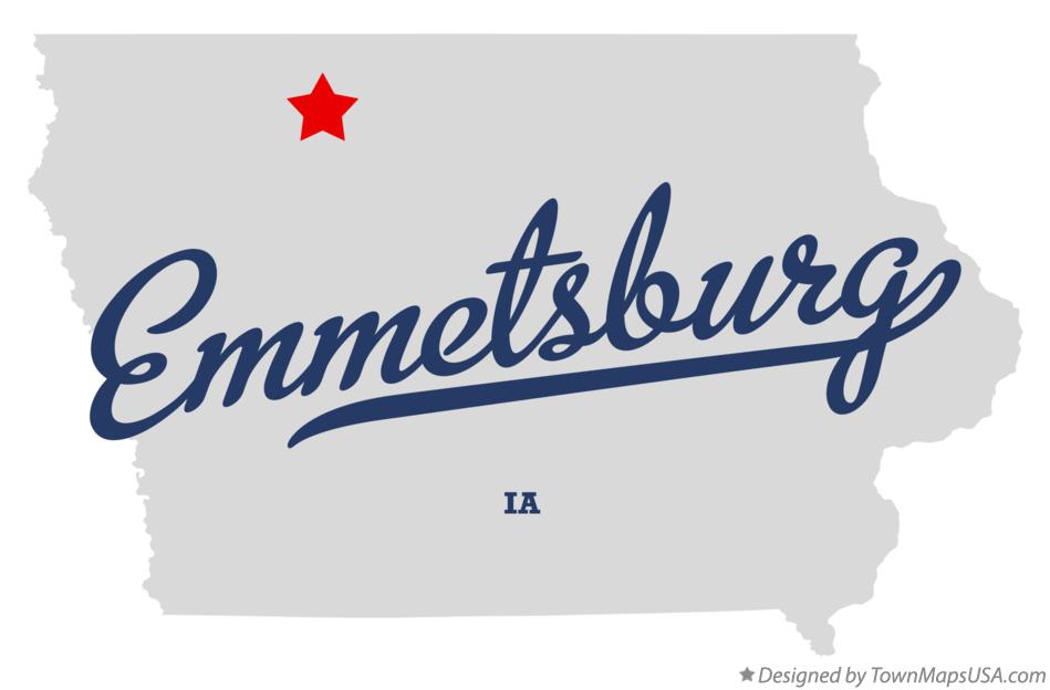 Map of Emmetsburg Iowa IA