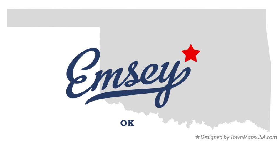Map of Emsey Oklahoma OK