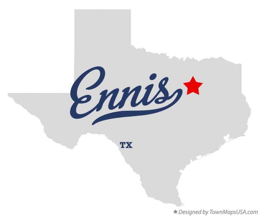 Map of Ennis Texas TX