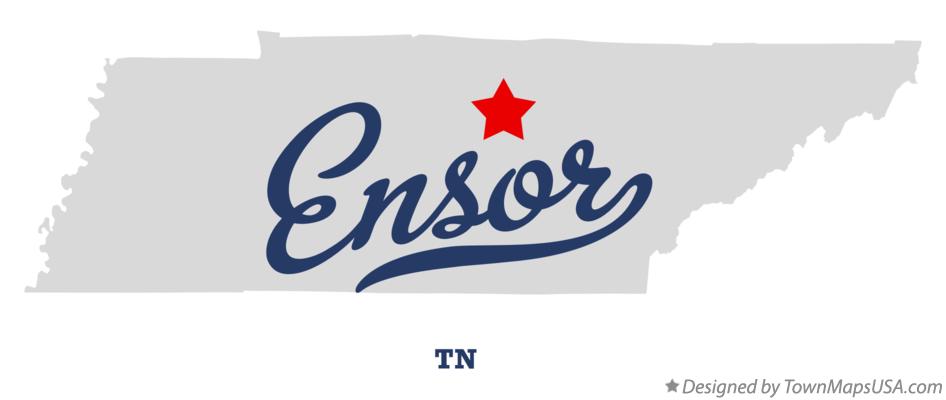 Map of Ensor Tennessee TN