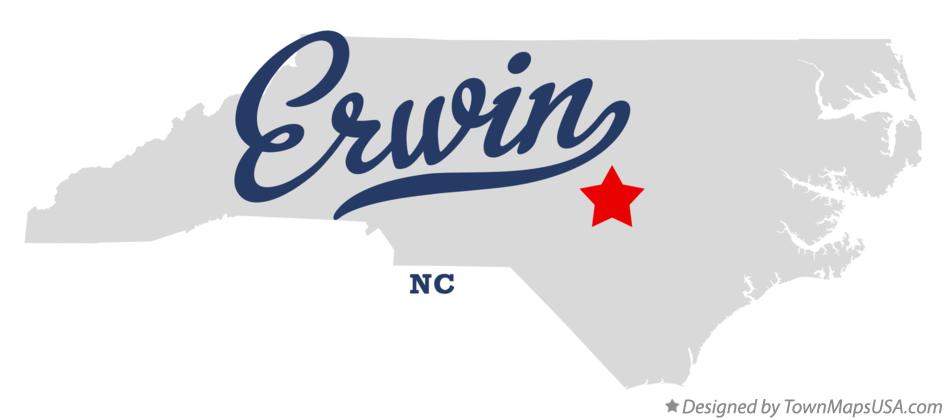 Map of Erwin North Carolina NC