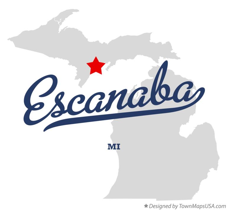 Map of Escanaba Michigan MI