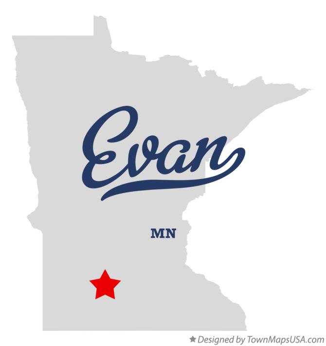 Map of Evan Minnesota MN