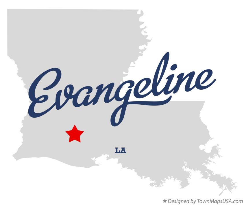 Map of Evangeline Louisiana LA