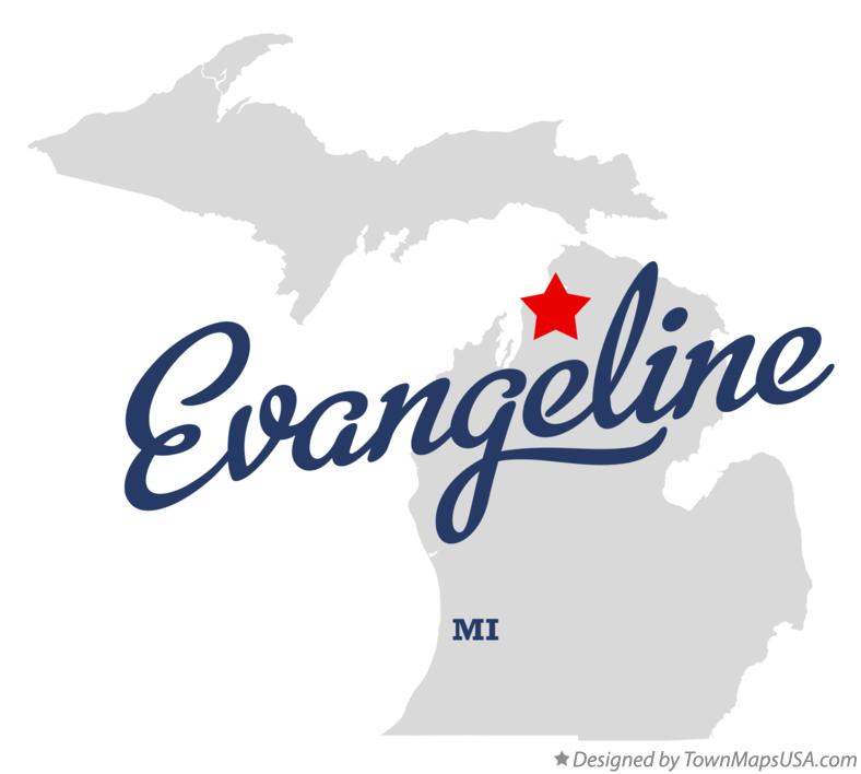 Map of Evangeline Michigan MI