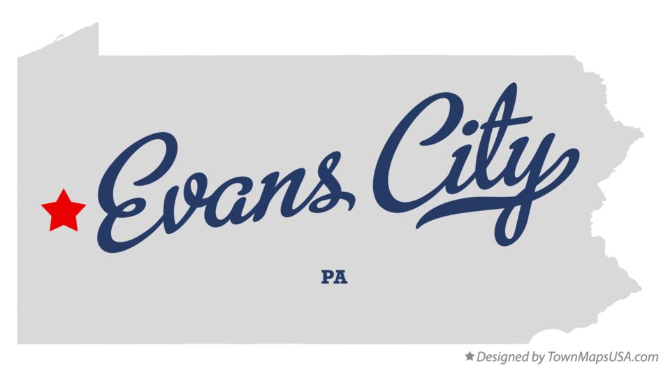 Map of Evans City Pennsylvania PA