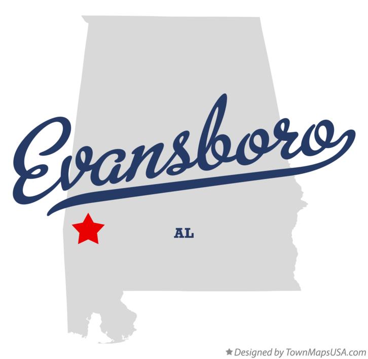 Map of Evansboro Alabama AL