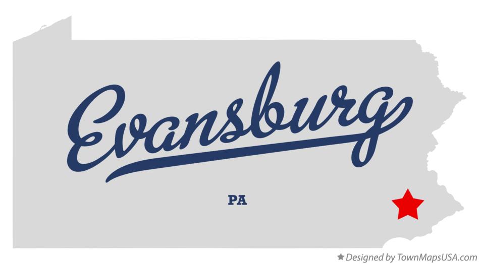 Map of Evansburg Pennsylvania PA