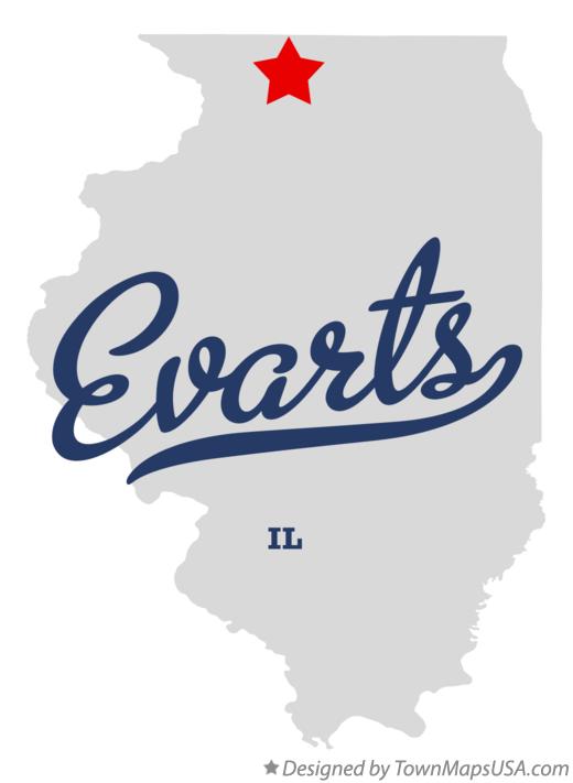 Map of Evarts Illinois IL