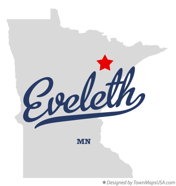 Map of Eveleth Minnesota MN