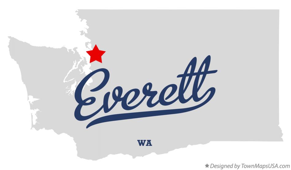 Map of Everett Washington WA