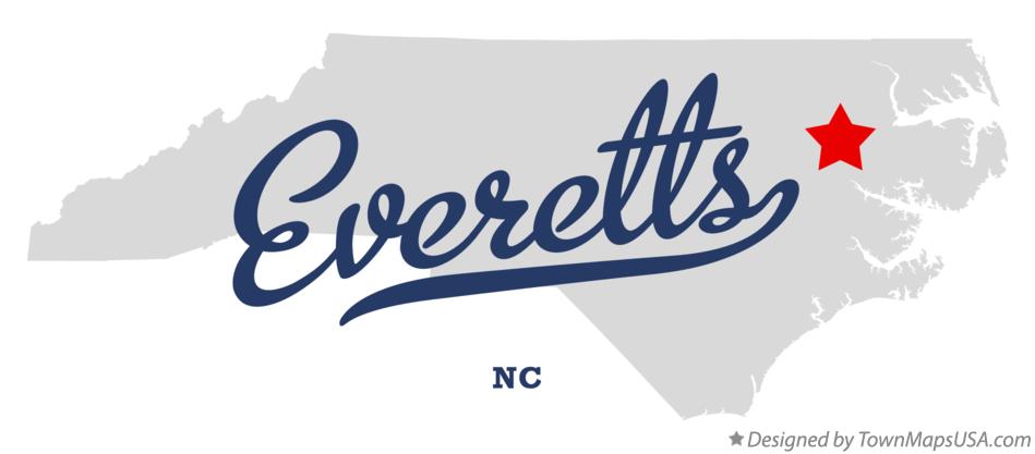 Map of Everetts North Carolina NC