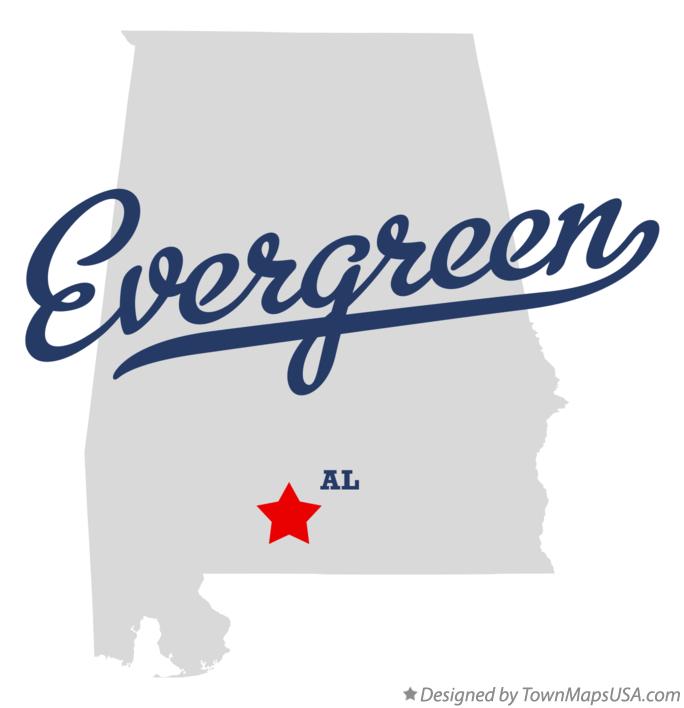 Map of Evergreen Alabama AL