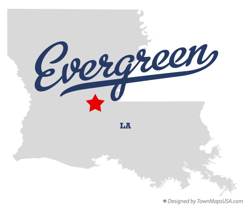 Map of Evergreen Louisiana LA
