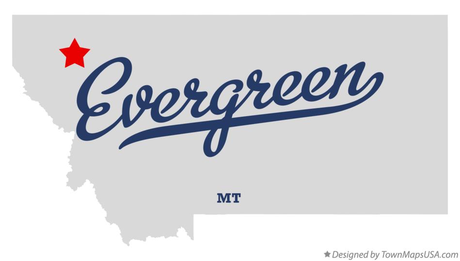 Map of Evergreen Montana MT