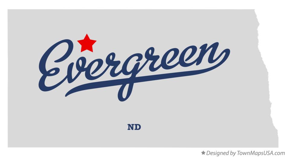 Map of Evergreen North Dakota ND