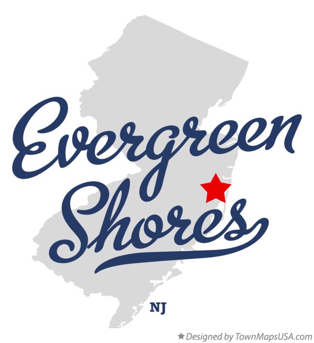 Map of Evergreen Shores New Jersey NJ