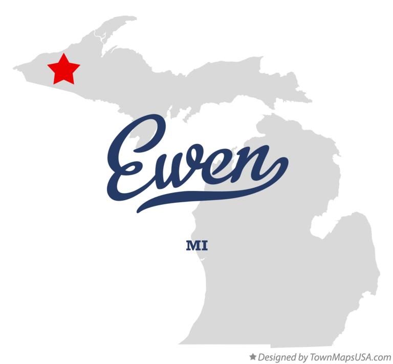 Map of Ewen Michigan MI