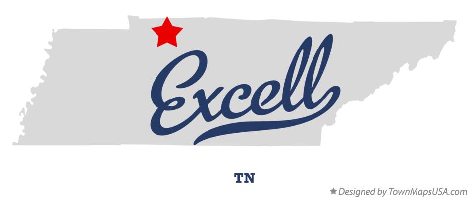 Map of Excell Tennessee TN