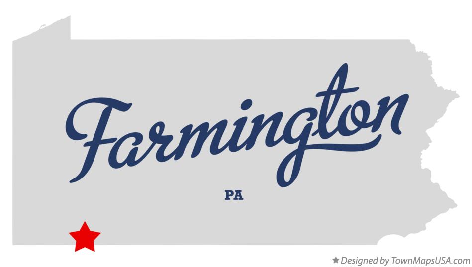 Map of Farmington Pennsylvania PA