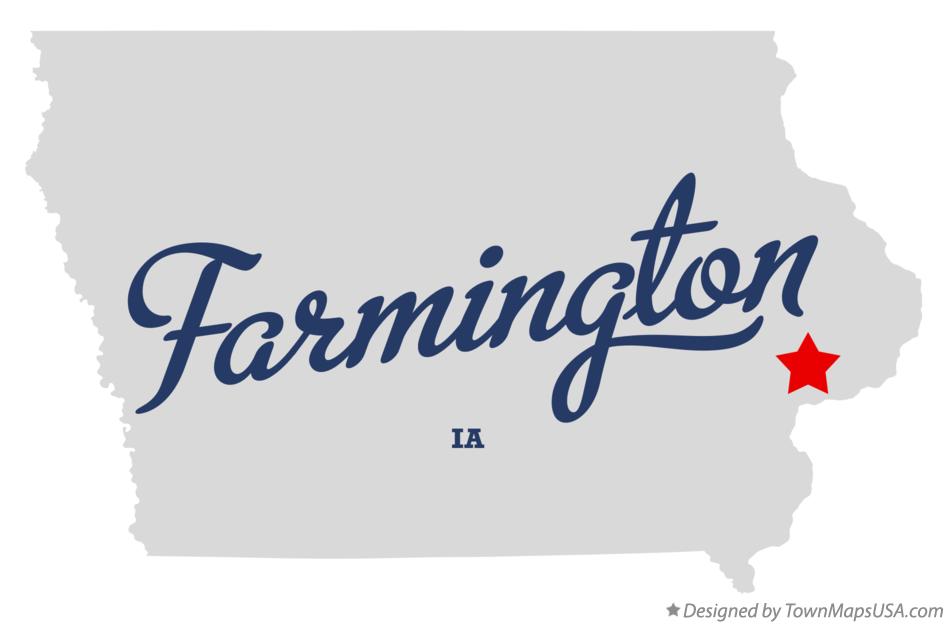 Map of Farmington Iowa IA