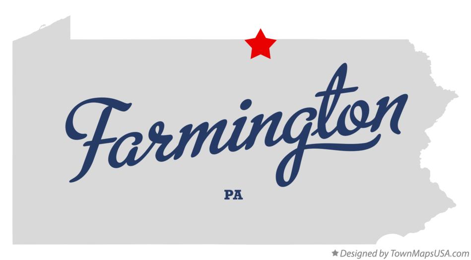 Map of Farmington Pennsylvania PA
