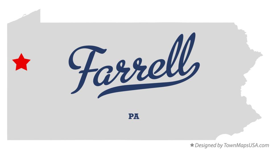 Map of Farrell Pennsylvania PA