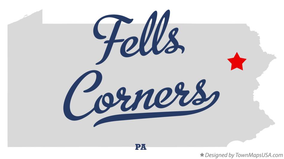 Map of Fells Corners Pennsylvania PA
