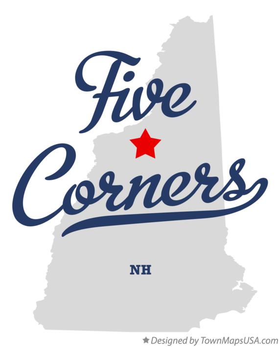 Map of Five Corners New Hampshire NH