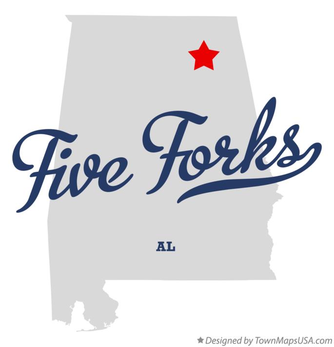 Map of Five Forks Alabama AL