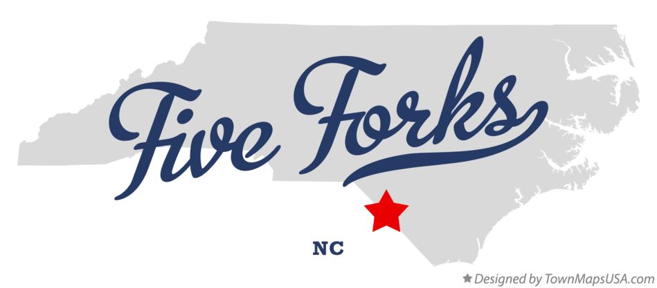 Map of Five Forks North Carolina NC