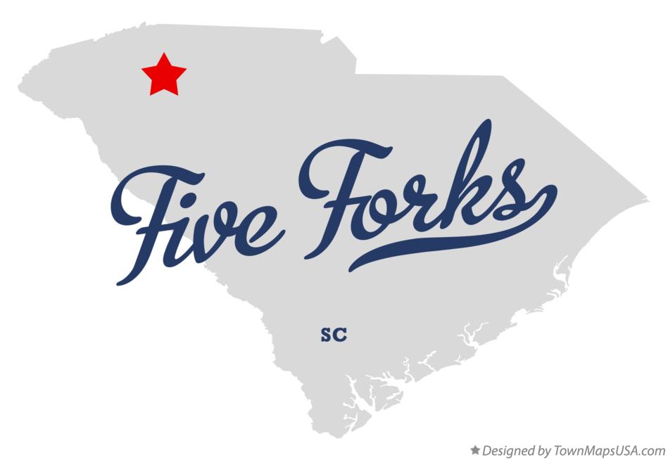 Map of Five Forks South Carolina SC