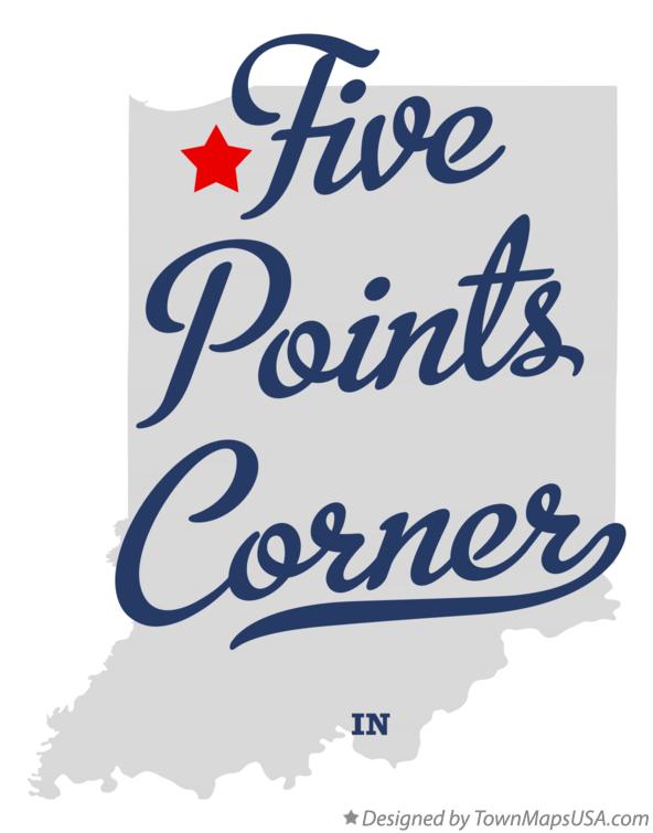 Map of Five Points Corner Indiana IN