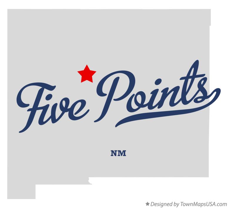 Map of Five Points New Mexico NM