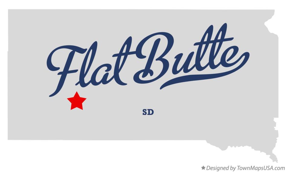 Map of Flat Butte South Dakota SD