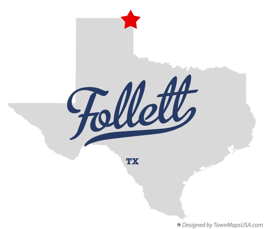 Map of Follett Texas TX