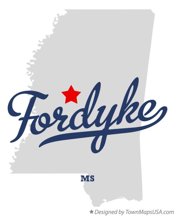 Map of Fordyke Mississippi MS