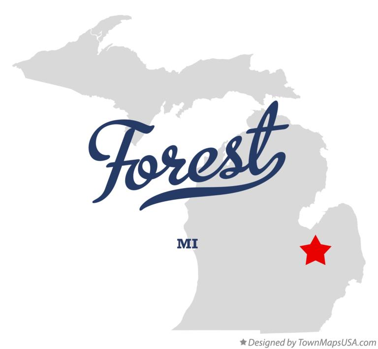 Map of Forest Michigan MI