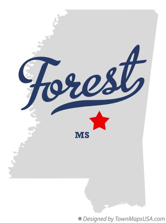 Map of Forest Mississippi MS