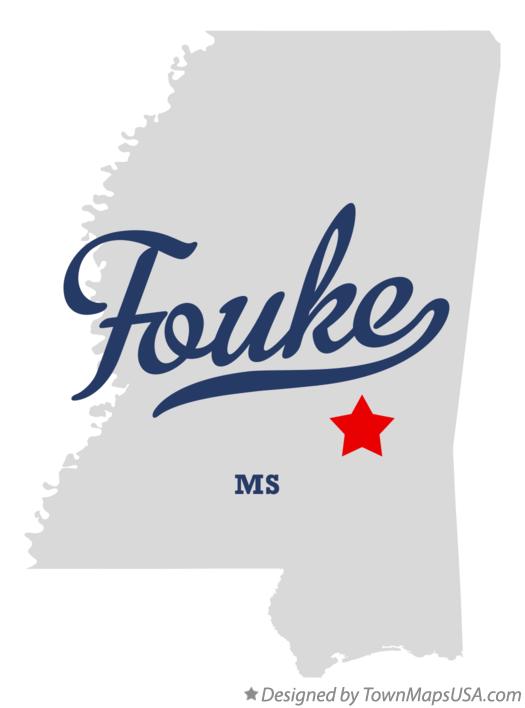 Map of Fouke Mississippi MS