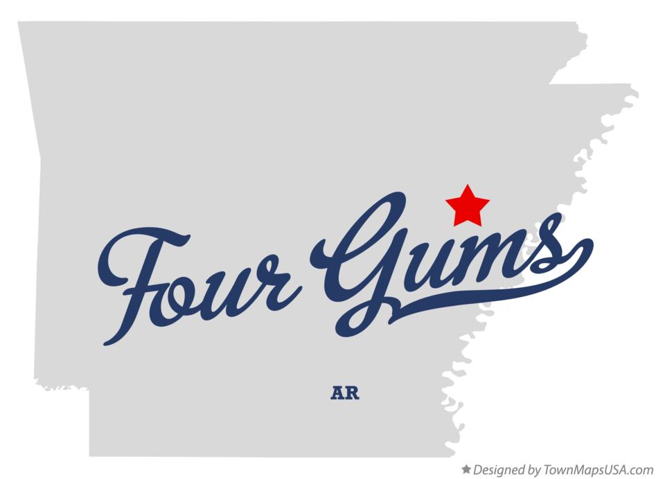 Map of Four Gums Arkansas AR