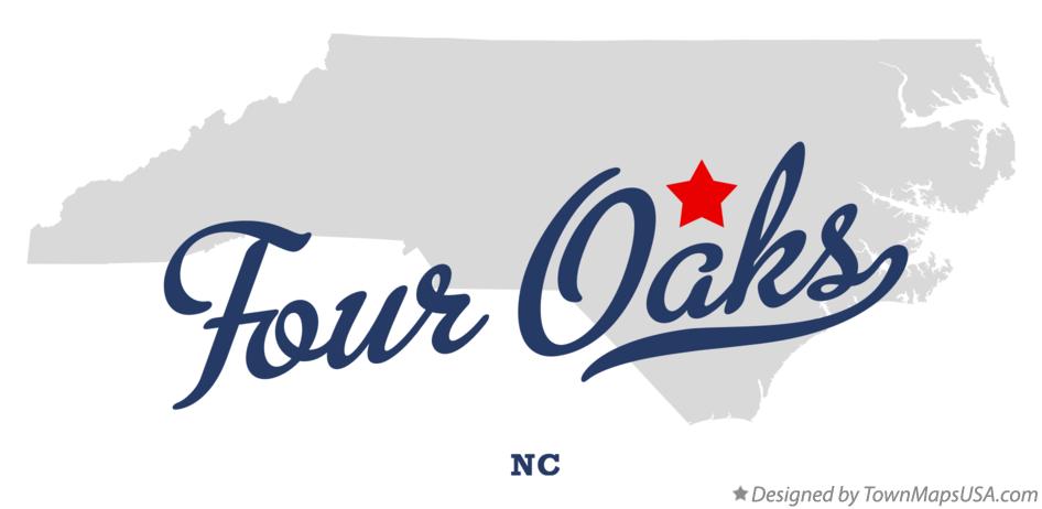 Map of Four Oaks North Carolina NC